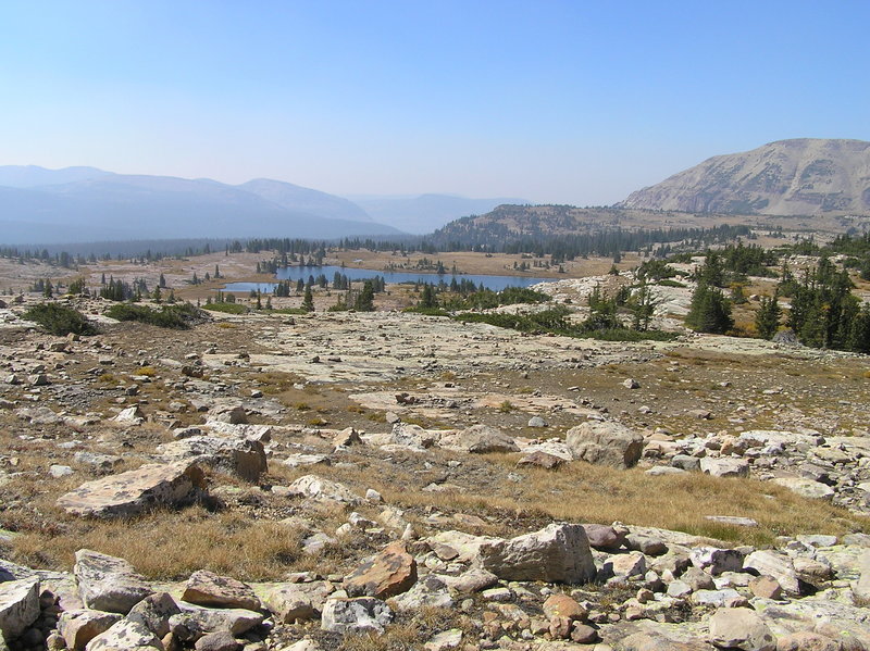 View south from the bench north of Shaler Lake showing Shaler Lake in background (09-18-2012)