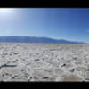 Badwater Basin Crossing, looking west. This panorama has a >180° FOV; the mountains on the east side of the crossing are visible on the edges of the picture.