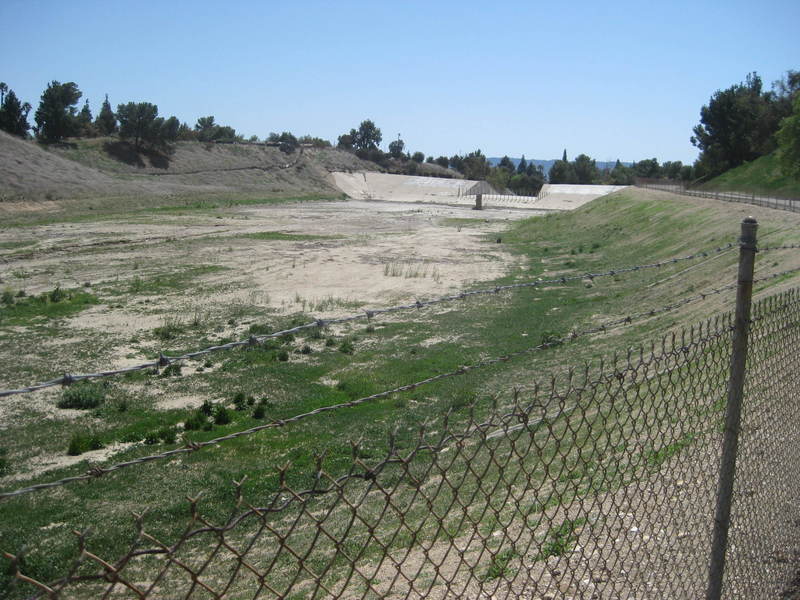 Looking south toward the flood control dam.