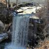 The lower falls and dividing bridge from trail to basin.