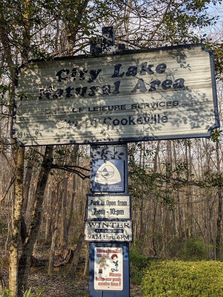 City Lake Natural Area Sign