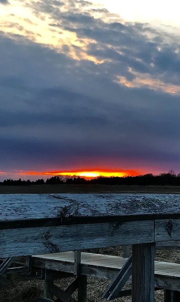 Sunset from the Cedar Island observation deck.