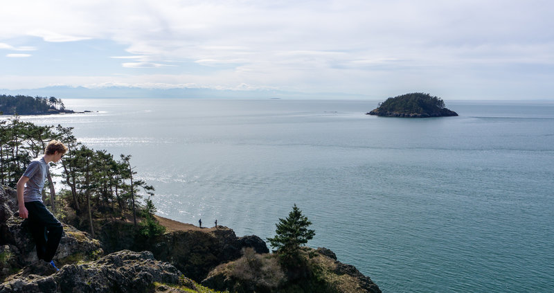 On the cliffs looking out to the ocean.