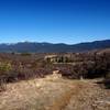 The trail near the parking area, with Mount Ashland on the horizon.