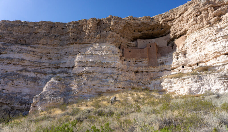 Montezuma Castle nestled in the white cliffs.