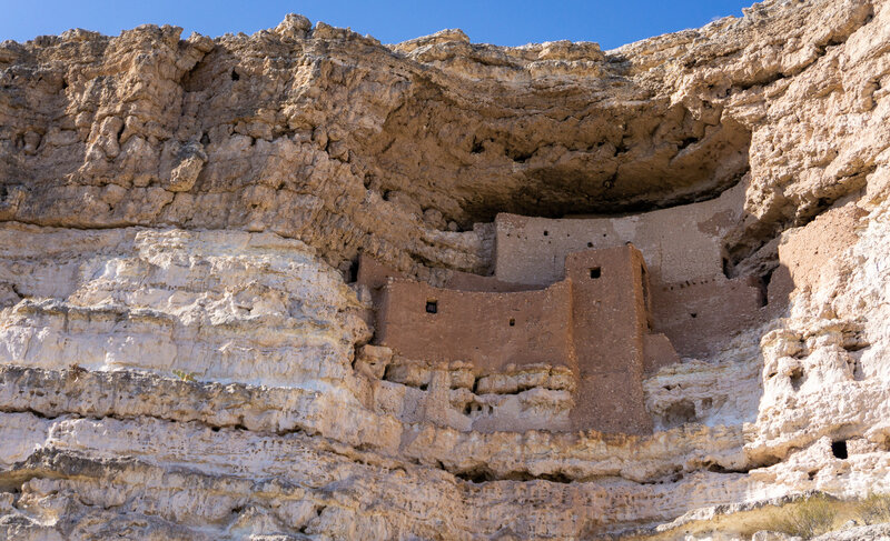 Ancient Montezuma Castle built into the rocks.