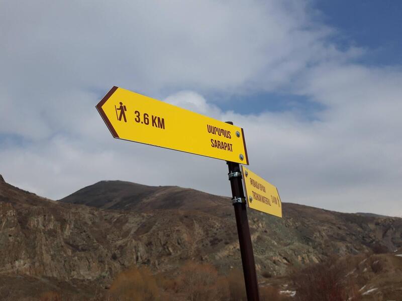 Signposts on trail