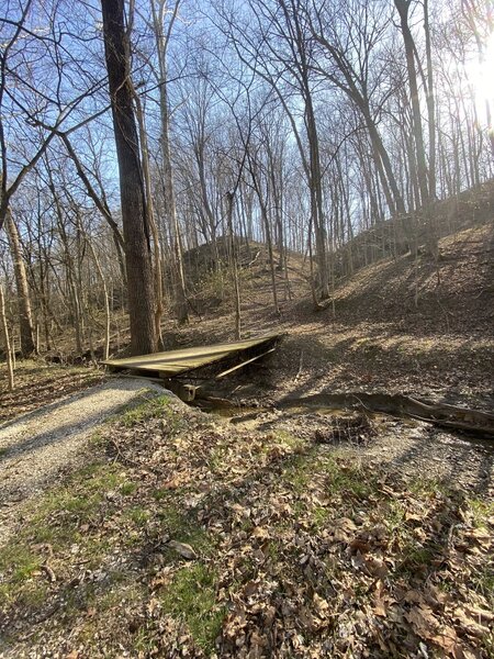 Foot bridge over a small stream for the Hickory Ridge Trail