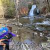 The waterfall and pool in April 2021 - kid and dog approved.