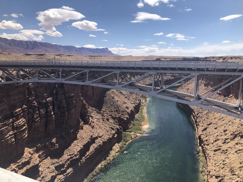 The Navajo Bridge spanning over Marble Canyon and the Colorado River.