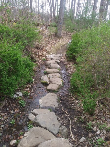 Rock crossing over a stream.