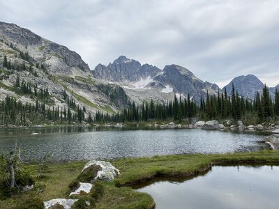 Tarns in the meadow by Drinnon Pass.
