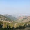 Looking down Dry Canyon and Cache Valley. Low air quality so low visibility.