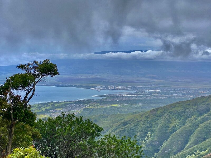 View of Kahului/Paia from trail (cloudy day)