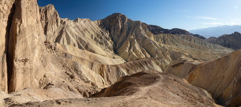 The surreal multicolored canyon landscape just below the cathedral.