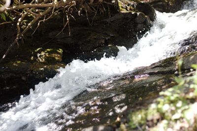 Narrowing of waterfall near top