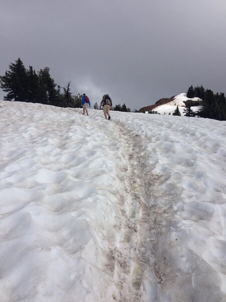 Higher up at Crater Lake you get to the snow.