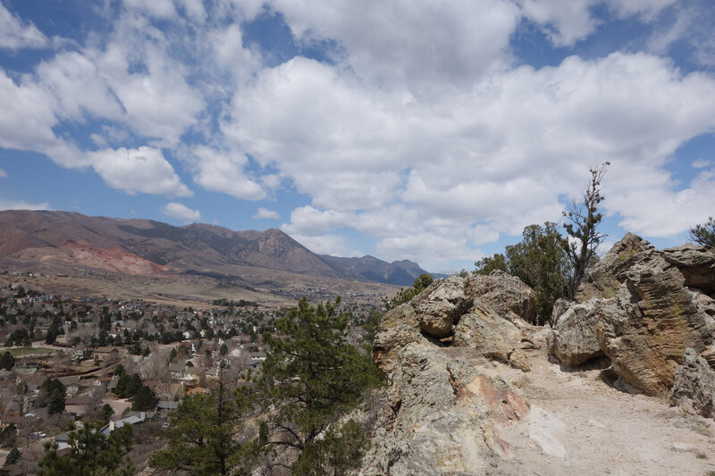 View northwest towards Ormes Peak near the high point of the Rattlesnake Ridge trail in Ute Valley Park.