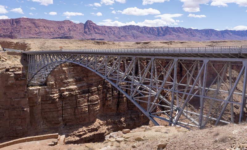 The historic Navajo Bridge from the viewpoint.