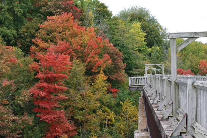 Menesetung Bridge in the fall near Goderich.