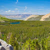 From Lake 3 and 4 trail looking towards Davis Lake. Hilton Lake 2 is barely visible above the rocks in the bottom left