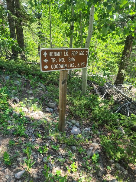 Sign at Rainbow Trail and Goodwin Lakes Trail Junction, the milage is actually 3.5 miles from here.