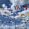 Nautical flags add to the decor of the the floating dock for the paddle boats.