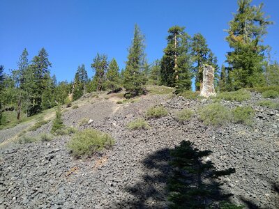 Looking up at ancient Red Cinder Cone on the west side of Red Cinder Pass. It's not very red for having the name Red Cinder Cone, wonder why....