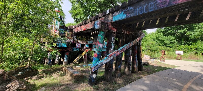 Hundred-year-old train trestle across Cottonwood Creek.