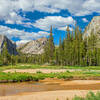 Rancheria Creek passes through one large meadow after another with granite monoliths on all sides.