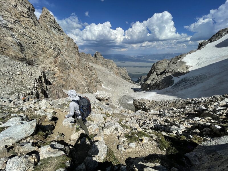 Hiking back down into Garnet Canyon, from the saddle.