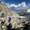 Hiking back down into Garnet Canyon, from the saddle.