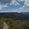 The trail as it winds along the hillside, you get a great view of the mesas that make up Mesa Verde National Park.