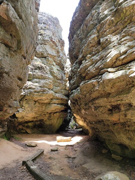 Passages between sandstone rocks at Bear Cave Trail.