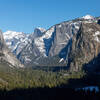 A snow covered Yosemite Valley.