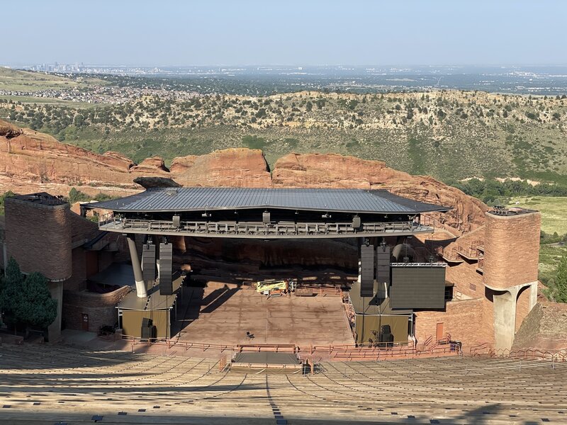 Red Rock Amphitheater and a bit of the denver skyline.