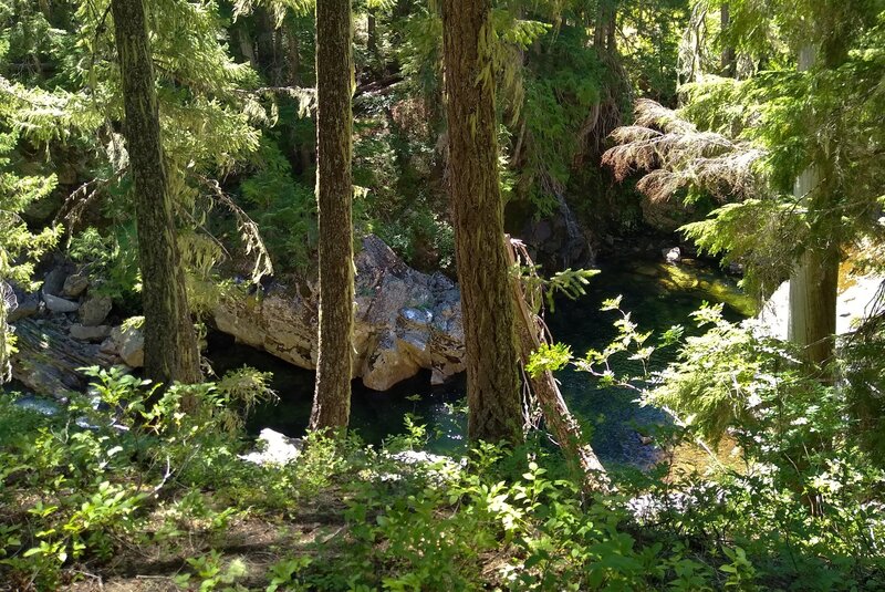 Little Wenatchee River in its gorge, is far below Little Wenatchee Gorge Trail.