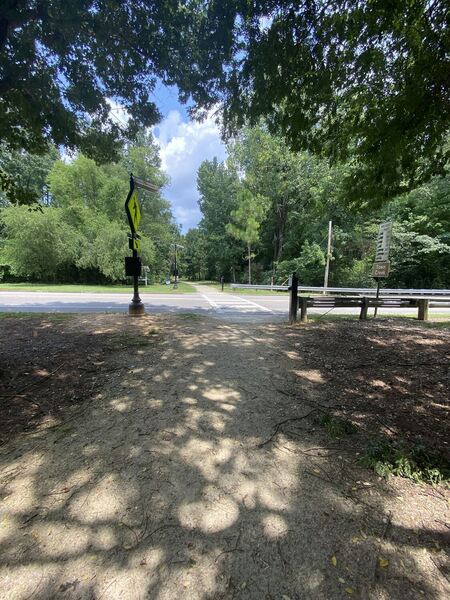 Crosswalk over South Gay Street from the Town Creek Park East Entrance Trail to the Dr. George W. Bengtson, Sr. Historic Tree Trail.