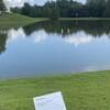 An outdoor sculpture in a pond along the Jule Collins Smith Museum Path.