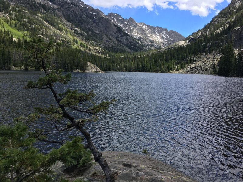 View from the edge of the lower lake - looking up valley.