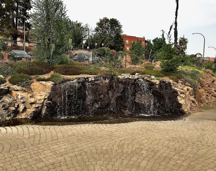 Pullman's waterfall on the Riverwalk.