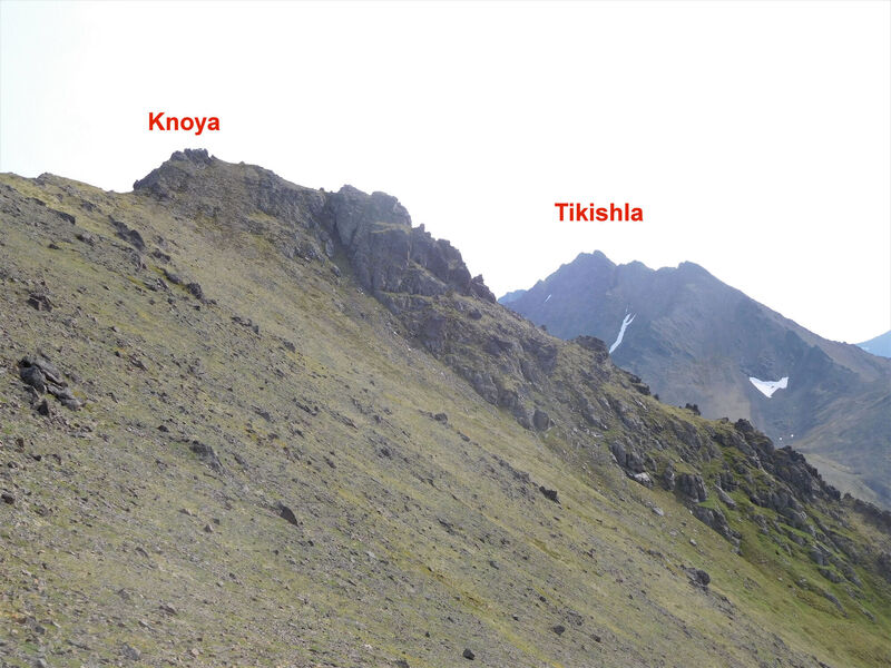 View from saddle of Knoya and Tikishla peaks.