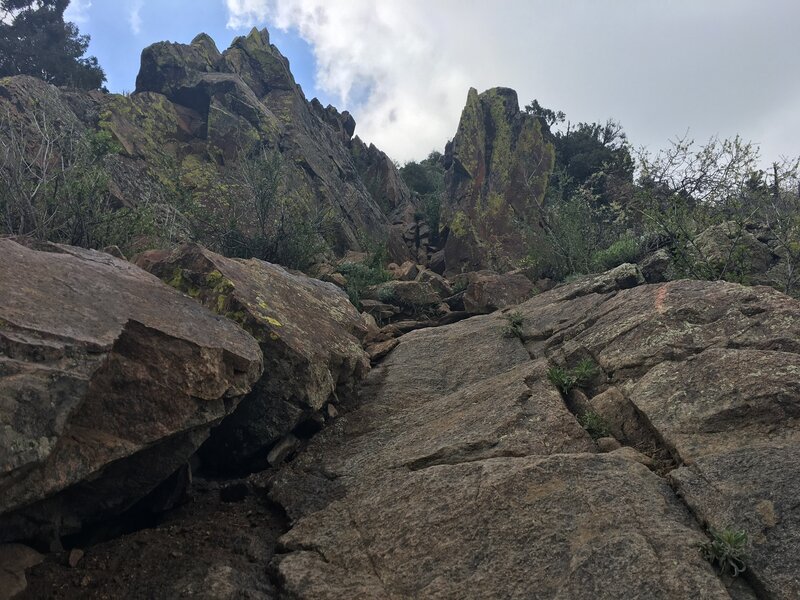 Some of the rock scramble near the top.