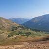 At the saddle looking down towards Watrous Gulch.