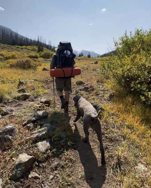 Backpacking Squaw Creek Trail towards Squaw Lake Trail.