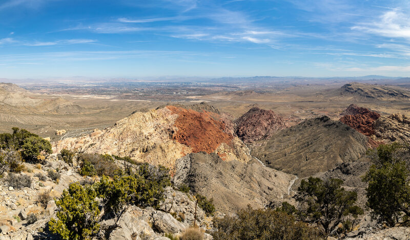 The red rock that gives Red Rock Canyon National Recreation Area its name is so obvious looking down at Calico Hills from Turtlehead Peak