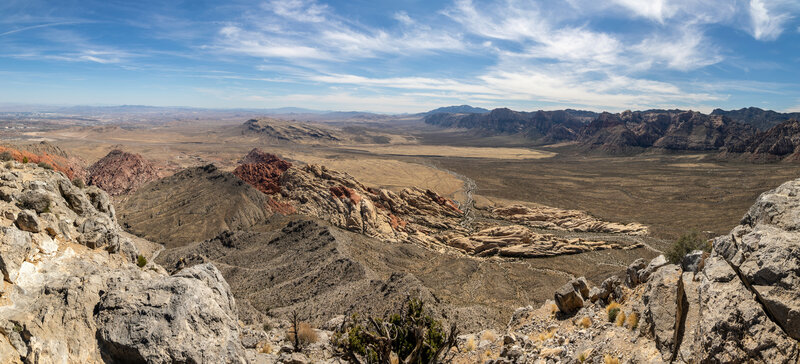 View of Calico Hills and the Rainbow Mountains from the peak of Turtlehead Mountain.