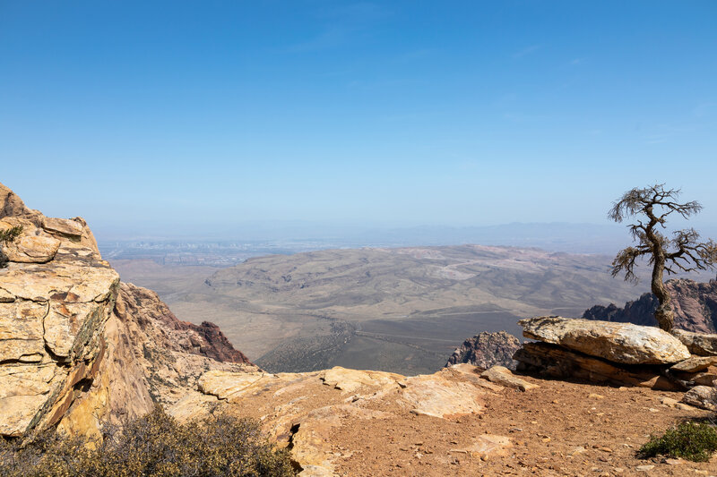 Las Vegas in the distance from the approach to Bridge Mountain.