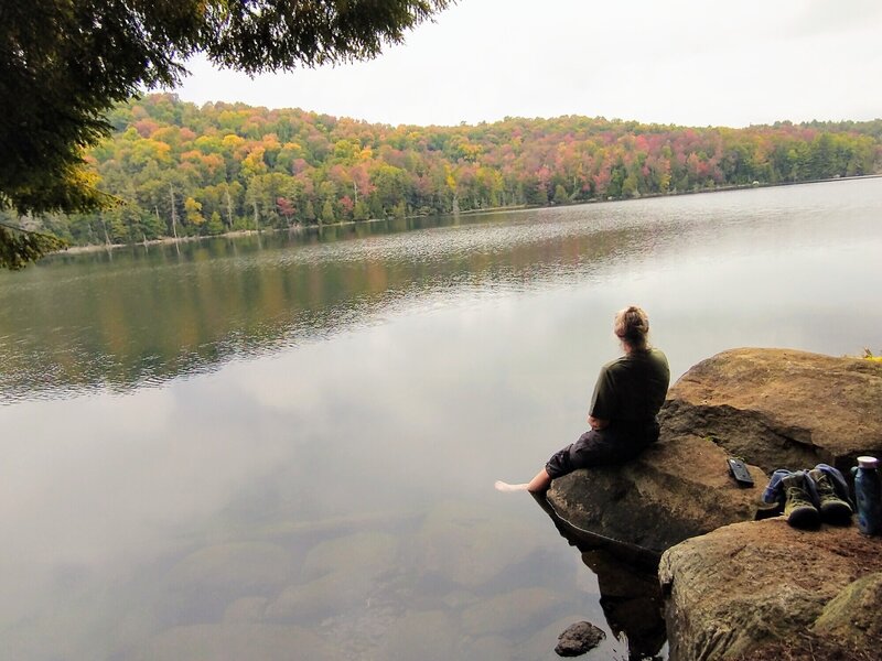 Good place to cool off the feet or swim on Deer Pond.