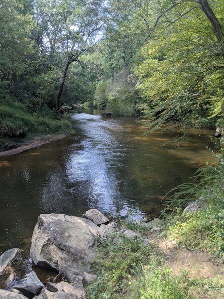 Rappahannock River viewed from Riverside Preserve (fairly low water September 2021).